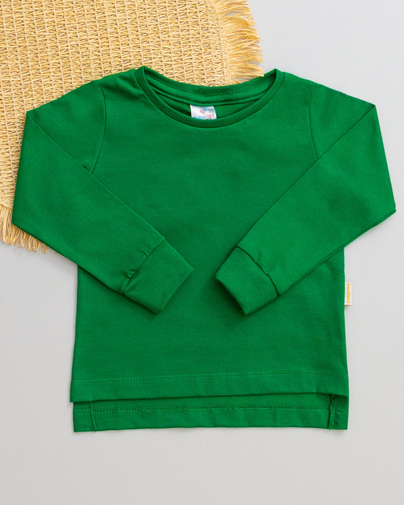 Camiseta Verde Long Line Bebê Manga Longa