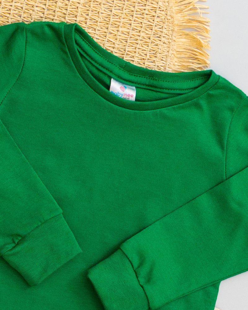 Camiseta Verde Long Line Bebê Manga Longa
