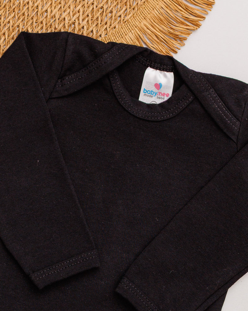 Body Suedine Longo Preto Liso