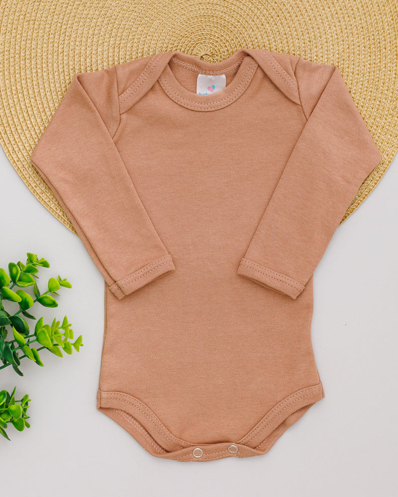 Body Suedine Longo Marrom Liso