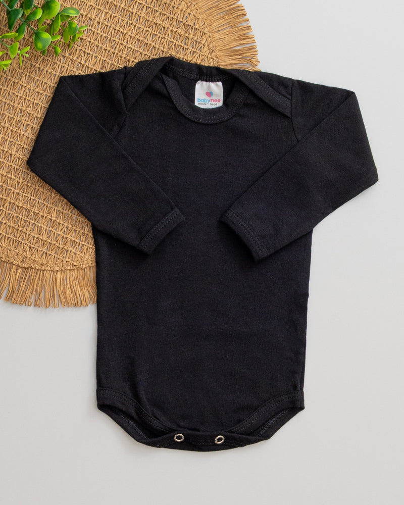 Body Cotton Manga Longa Preto
