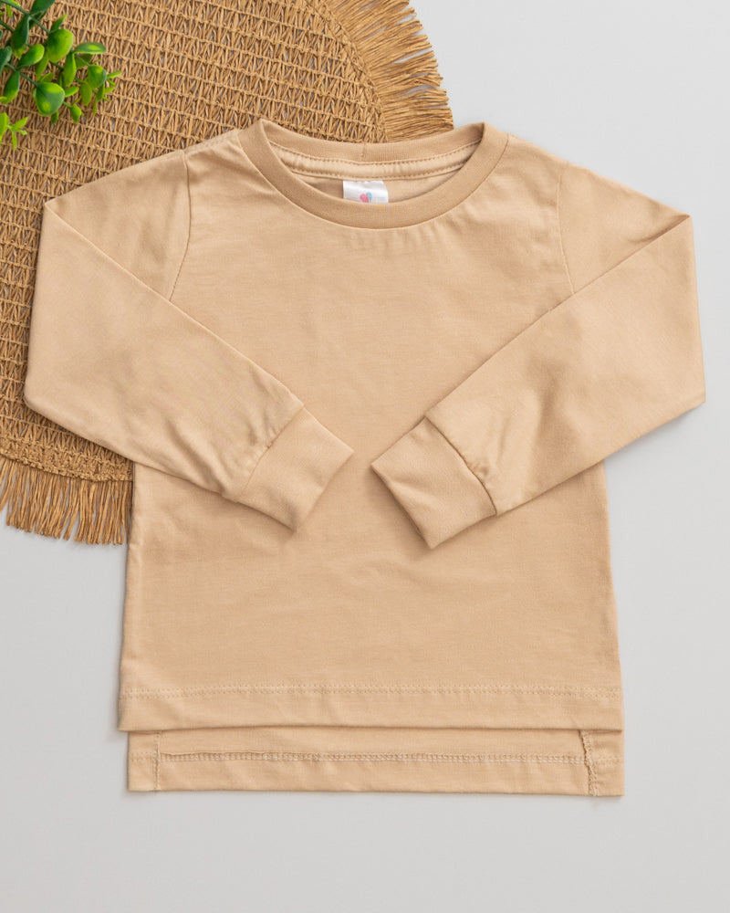 Camiseta Doce de Leite Long Line Bebê Manga Longa