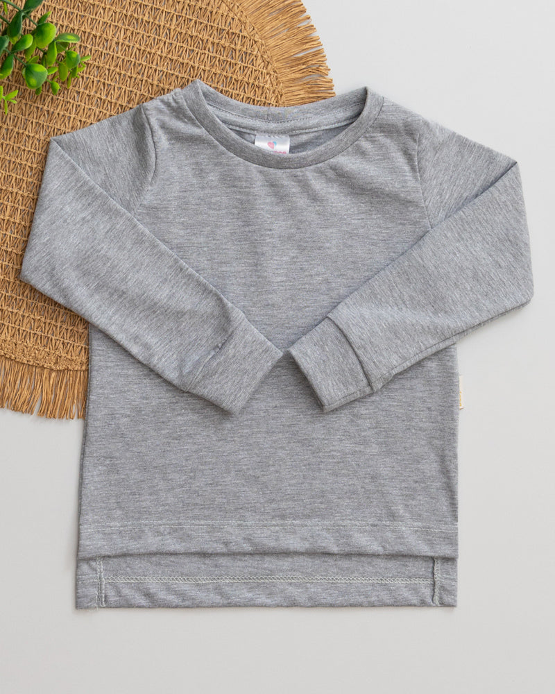 Camiseta Mescla Long Line Bebê Manga Longa