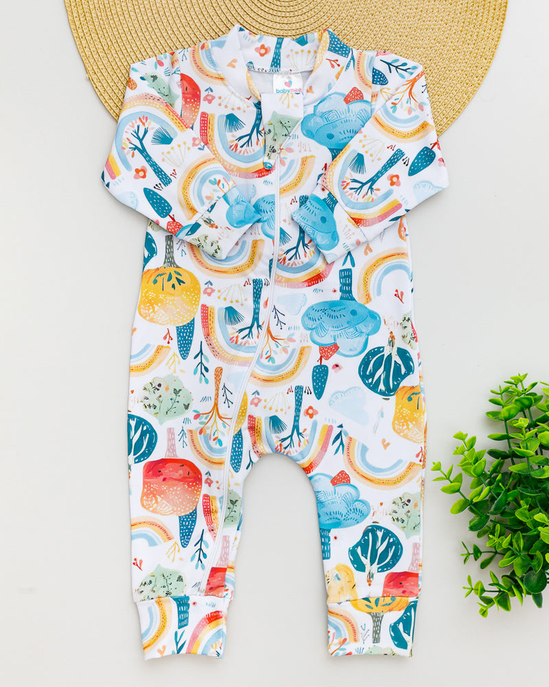 Macacão Bebê Térmico Estampado Árvores Coloridas