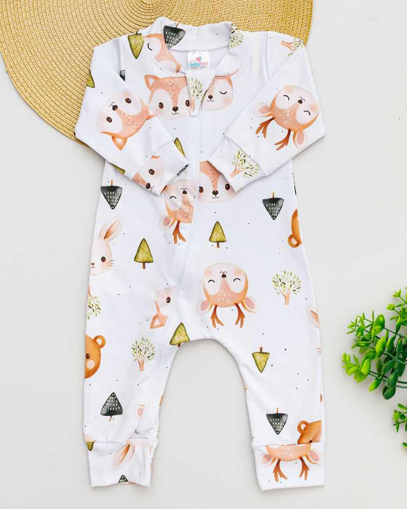 Macacão Bebê Térmico Estampado Bichinhos Árvore