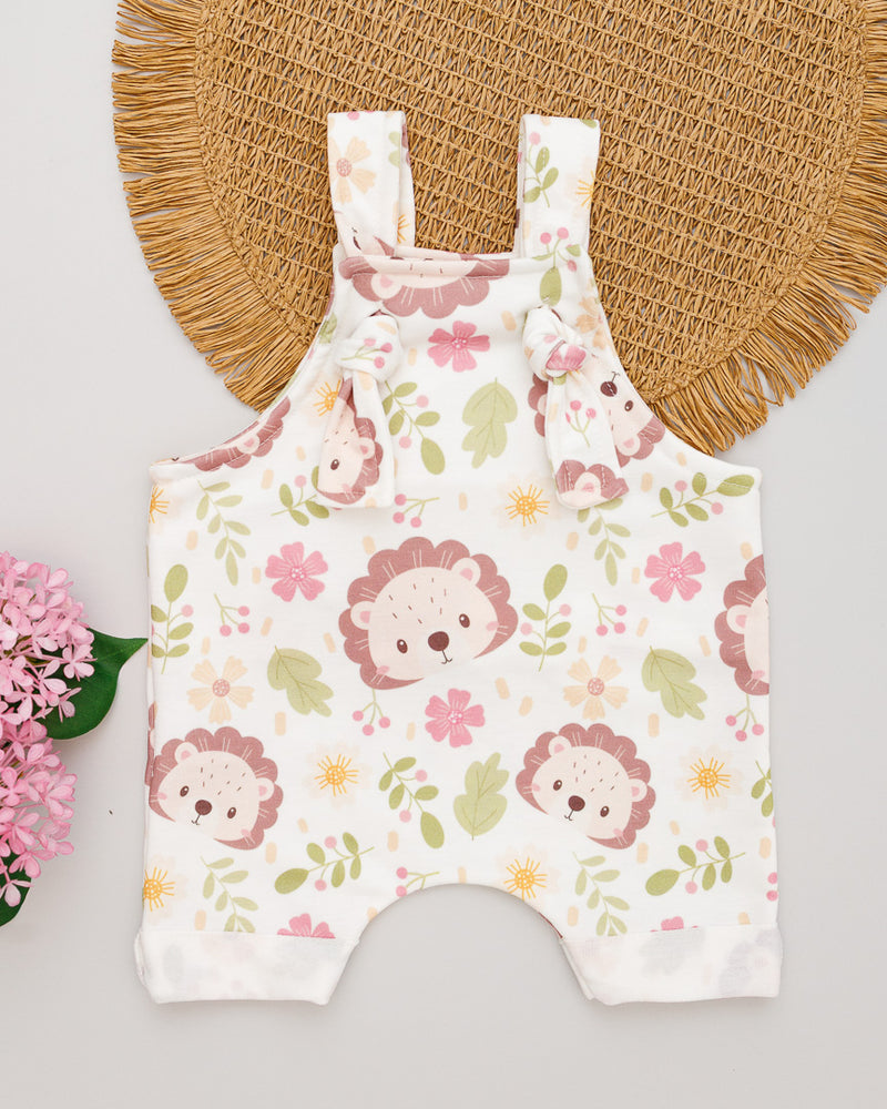 Jardineira Bebê Molecotton Branco Estampado Leão Flor