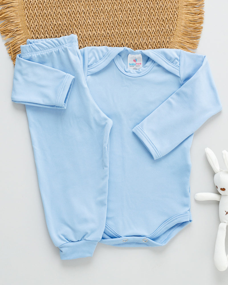 Conjunto Body Calça Bebê Térmico Azul Bebê