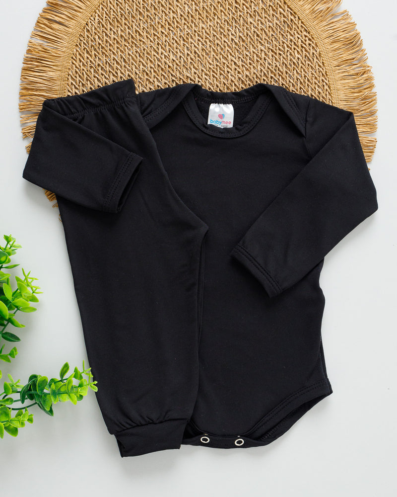 Conjunto Body Calça Bebê Térmico Preto