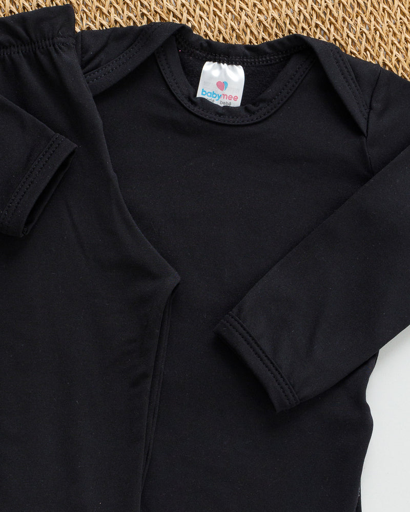 Conjunto Body Calça Bebê Térmico Preto