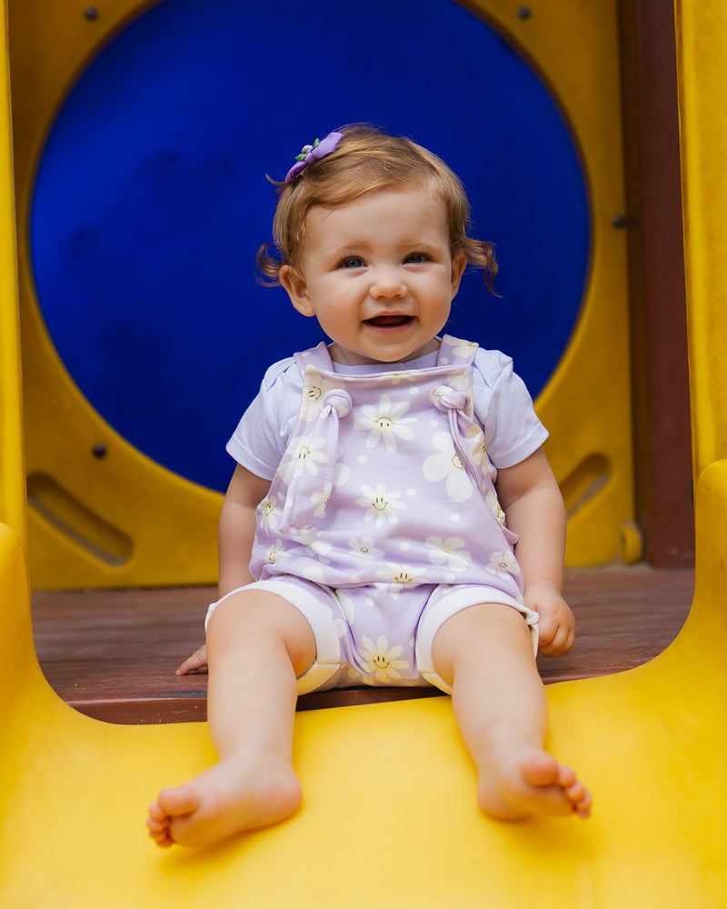 Jardineira Bebê Molecotton Lilás Estampado Florzinha