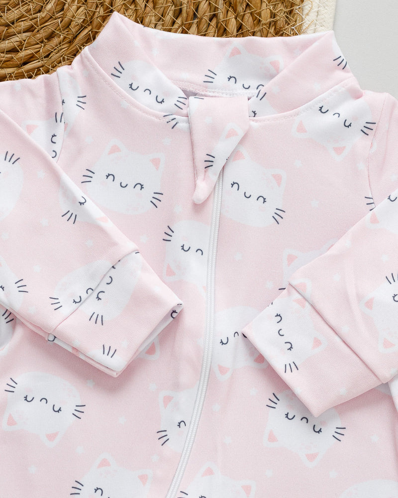 Macacão Bebê Térmico Estampado Rosa Gatinha