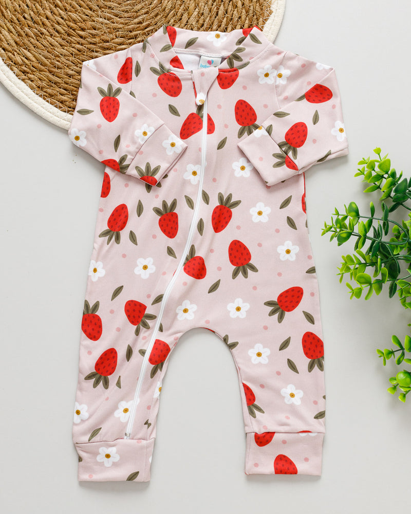Macacão Bebê Térmico Estampado Morango