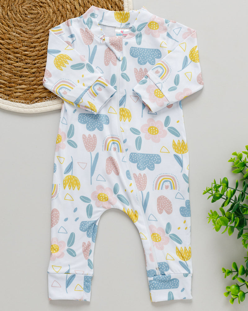 Macacão Bebê Térmico Estampado Florzinha e Arco-íris