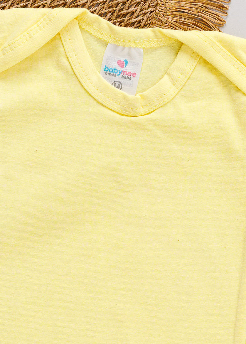 Body Cotton Bebê Manga Curta Amarelo