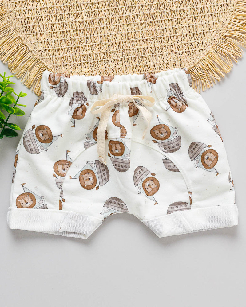Bermuda Bebê MoleCotton Estampada Leão