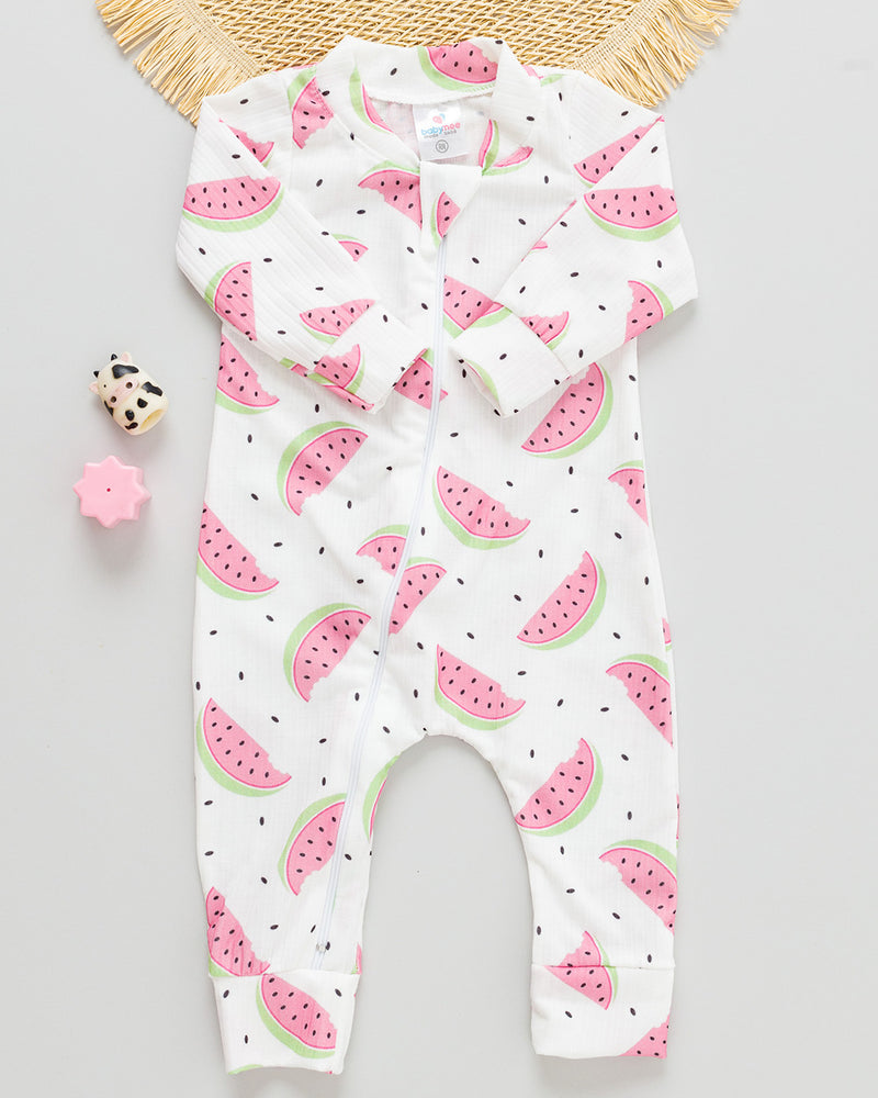 Macacão Bebê Canelado Estampado Melancia