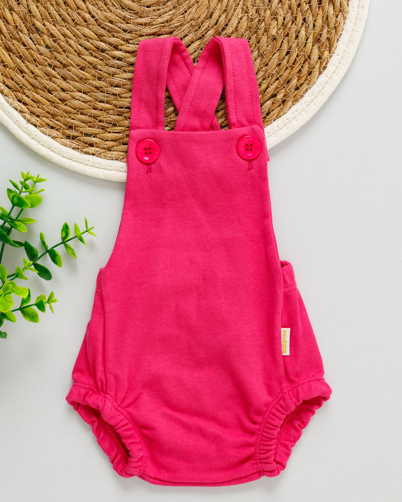 Jardineira Bebê Romper Suedine Rosa Pink