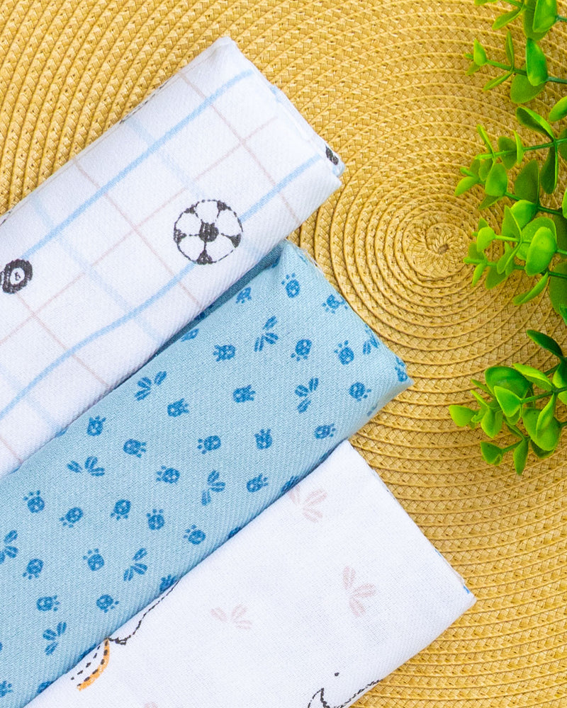 Kit 3 Cueiro Estampado Flanelado Dino Arco-íris