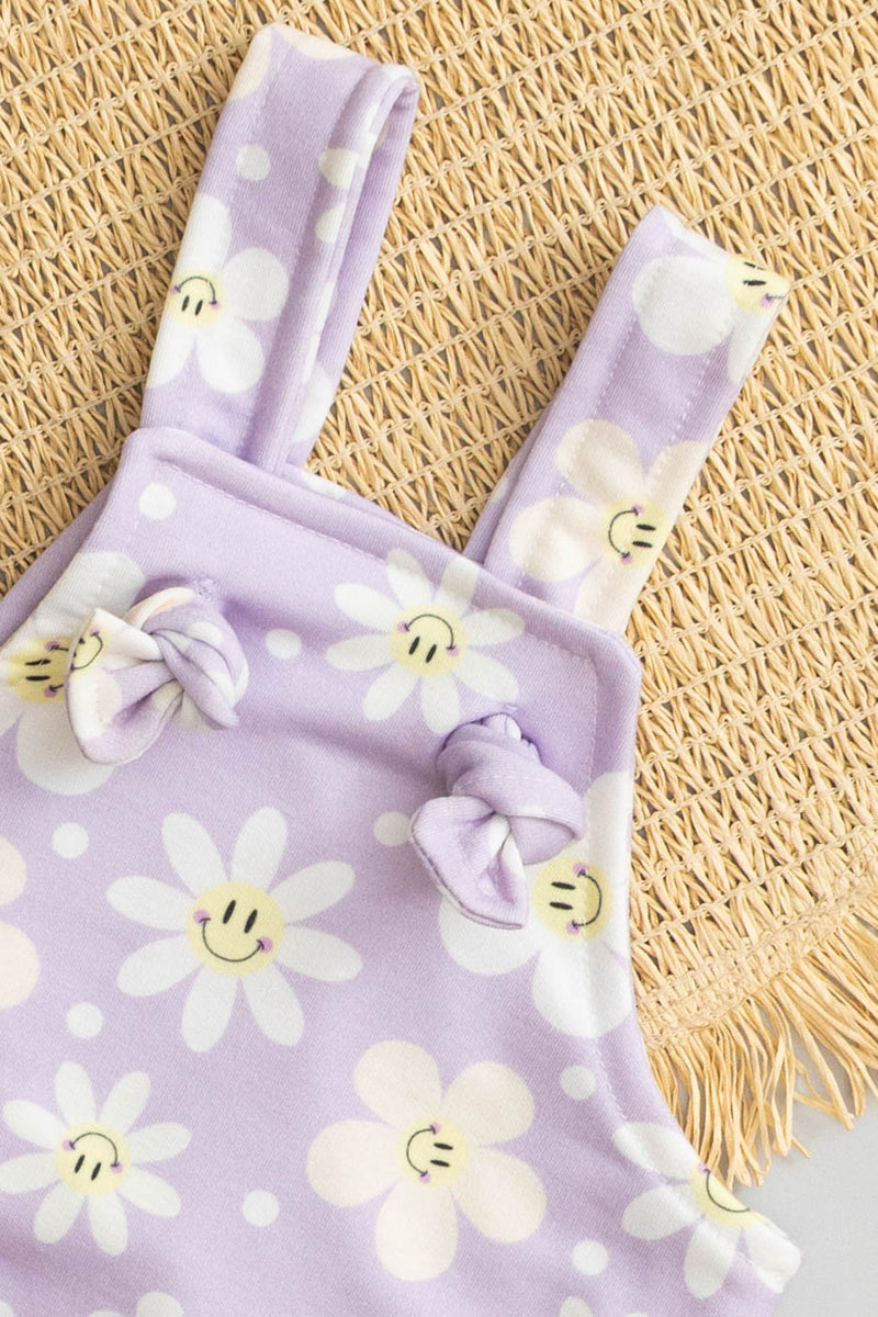 Jardineira Bebê Molecotton Lilás Estampado Florzinha