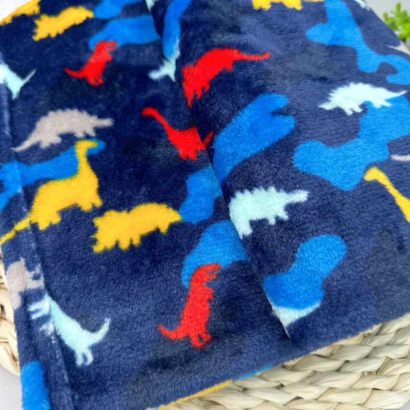 Manta para Bebê Fleece Cor Azul Estampado Dino