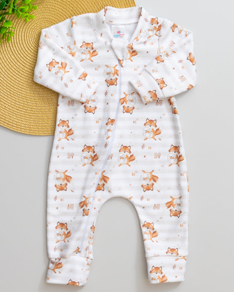 Macacão Bebê Soft Estampado Raposinha com Coelhinho