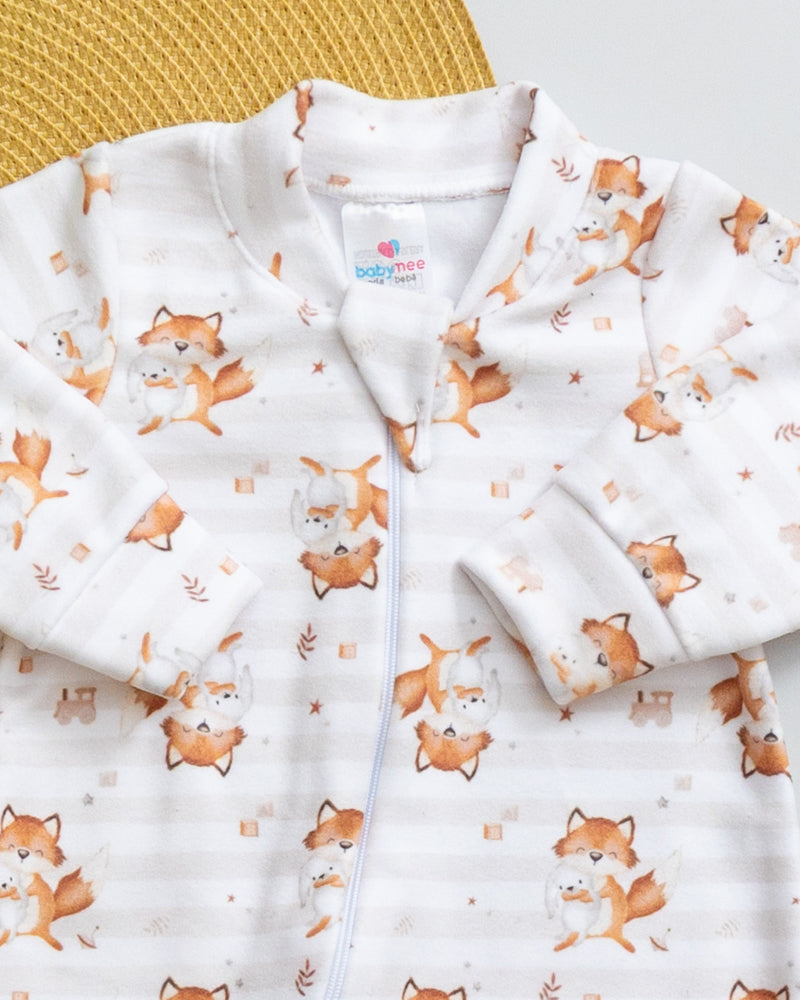 Macacão Bebê Soft Estampado Raposinha com Coelhinho