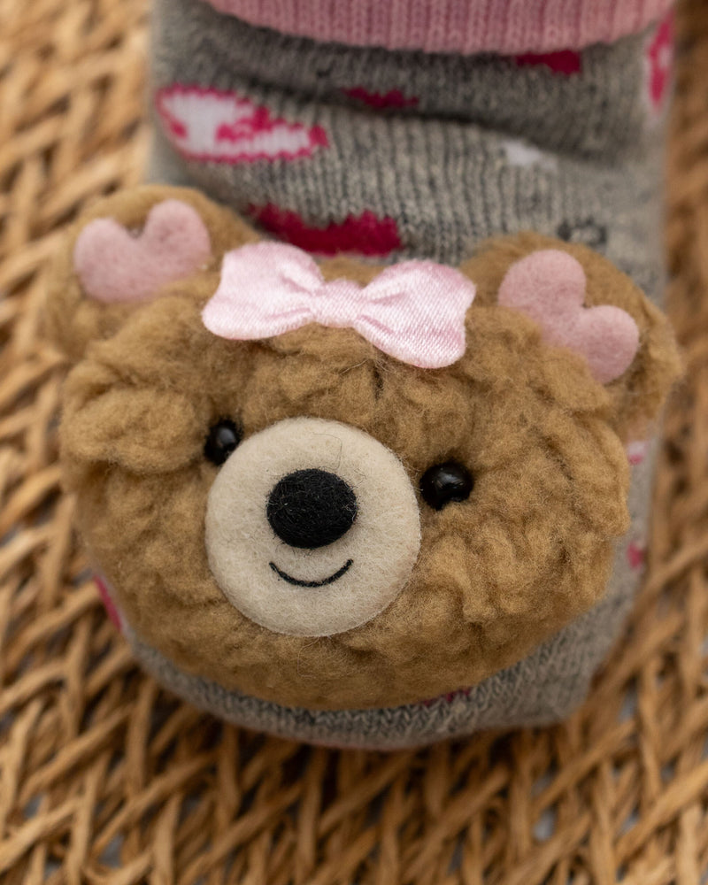 Meia Fun Socks Bebê Rosa Ursinha Marrom