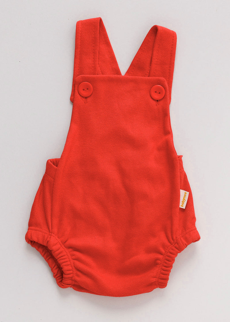 Jardineira Bebê Romper Suedine Vermelho