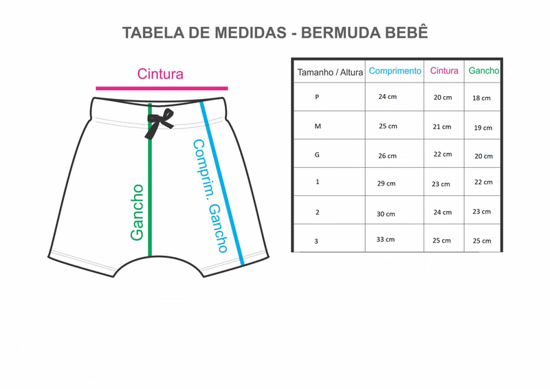 Bermuda Bebê MoleCotton Estampado Sushi