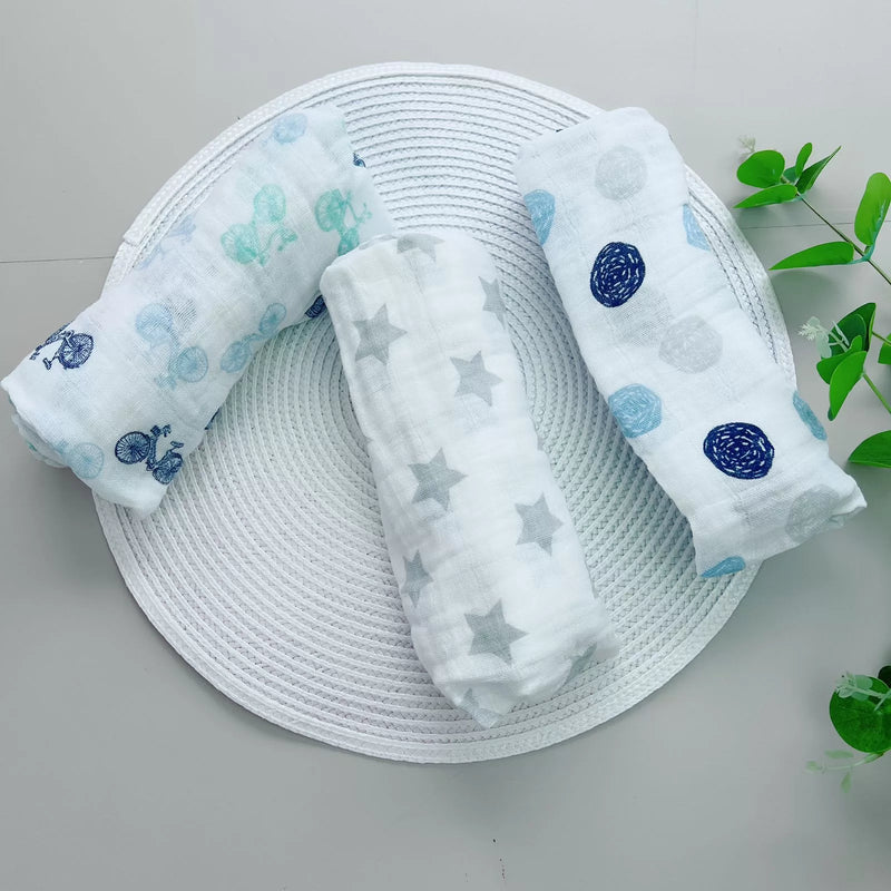 Kit 3 Fraldão Bebê Azul Bolinha