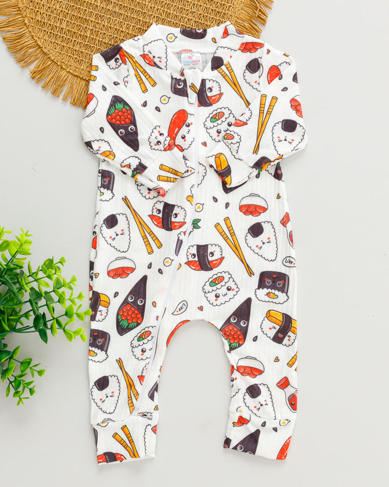 Macacão Bebê Canelado Estampado Sushi