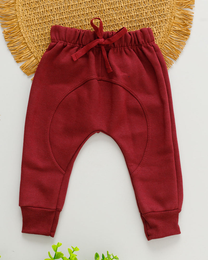 Calça Saruel Moletom Peluciado Bordô