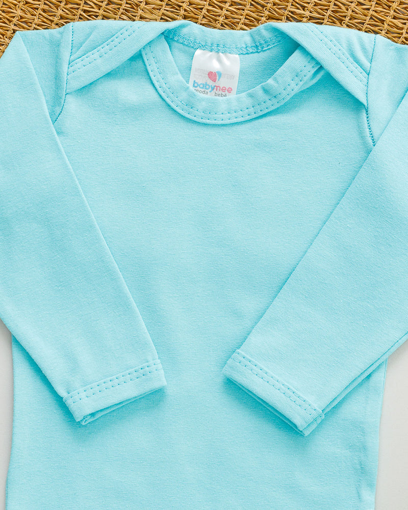 Body Cotton Bebê Longo Verde Água