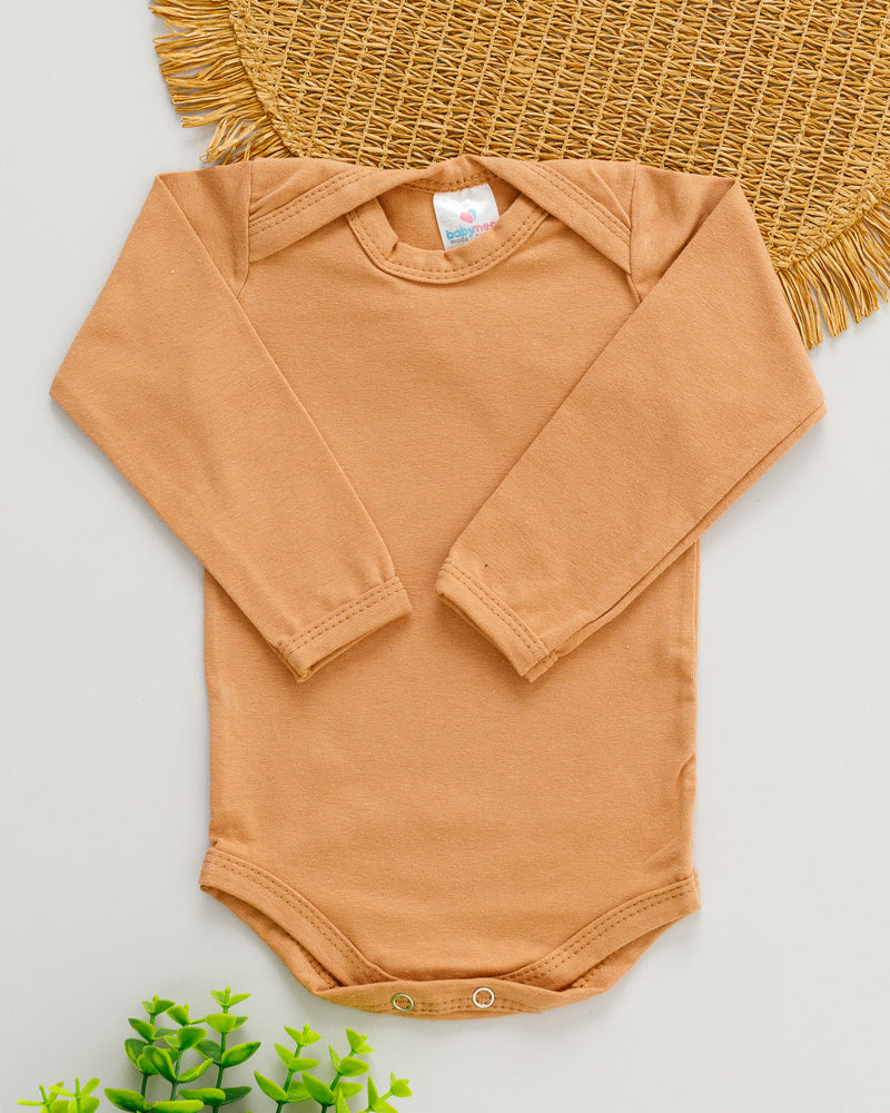 Body Cotton Bebê Longo Marrom Liso