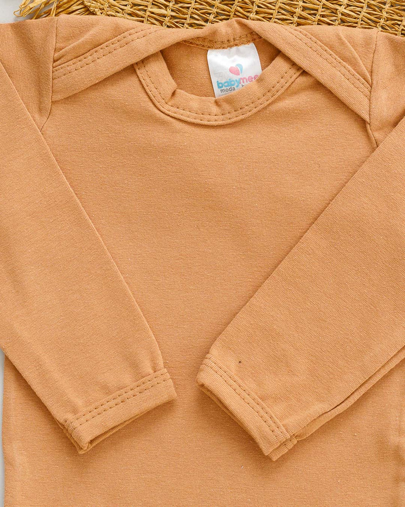 Body Cotton Bebê Longo Marrom Liso