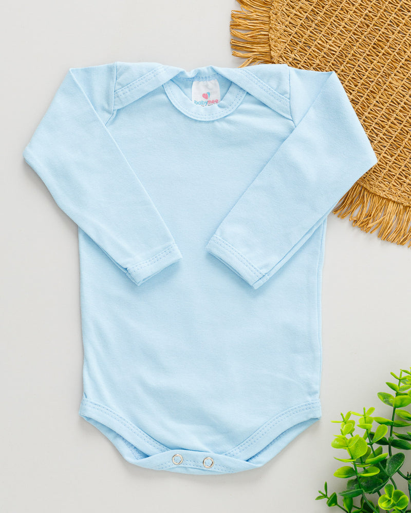Body Cotton Bebê Longo Azul Liso