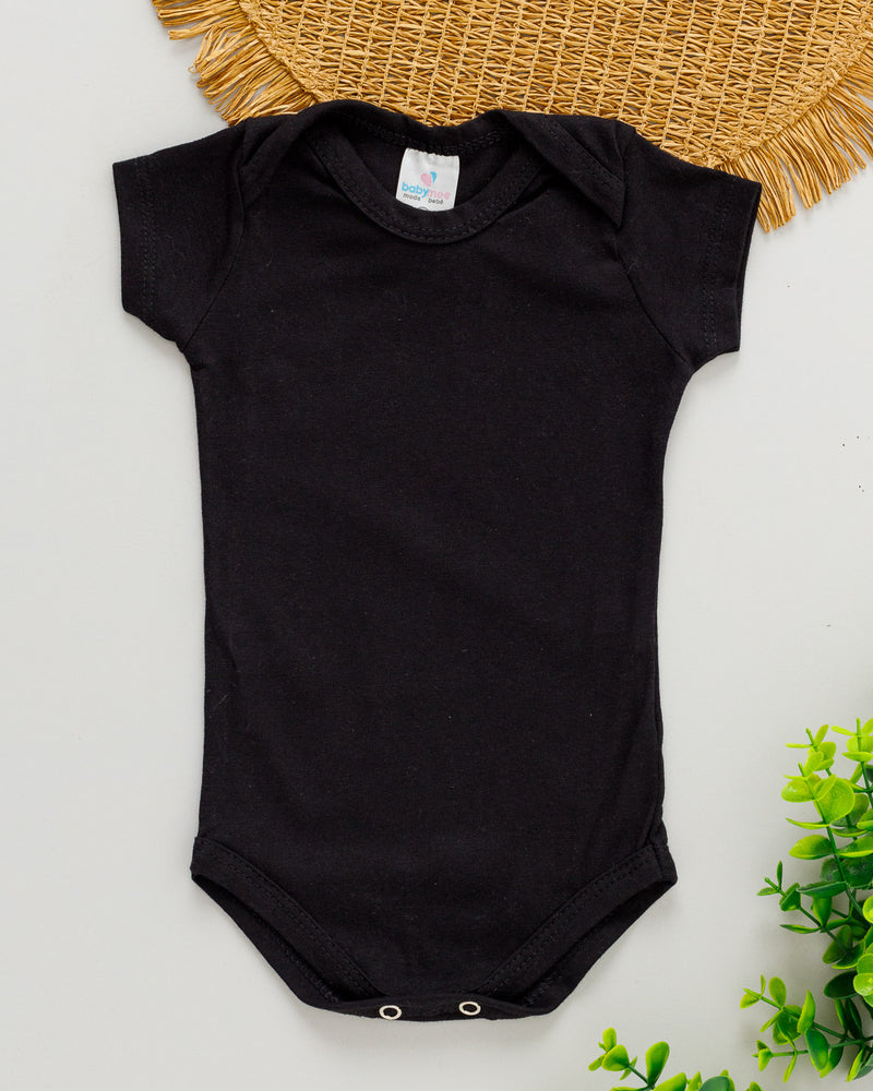 Body Cotton Bebê Manga Curta Preto