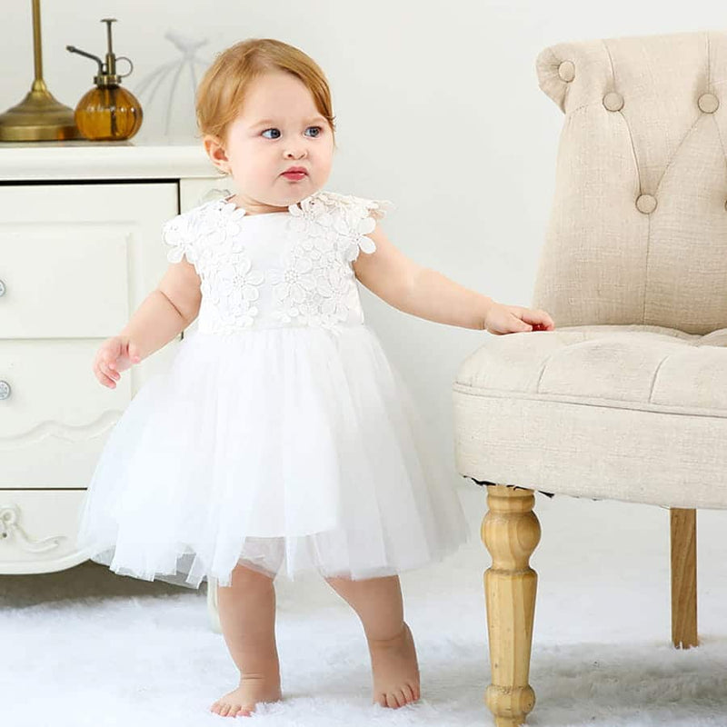 Vestido de Batizado Alça com Bordado Renda Gripier Premium